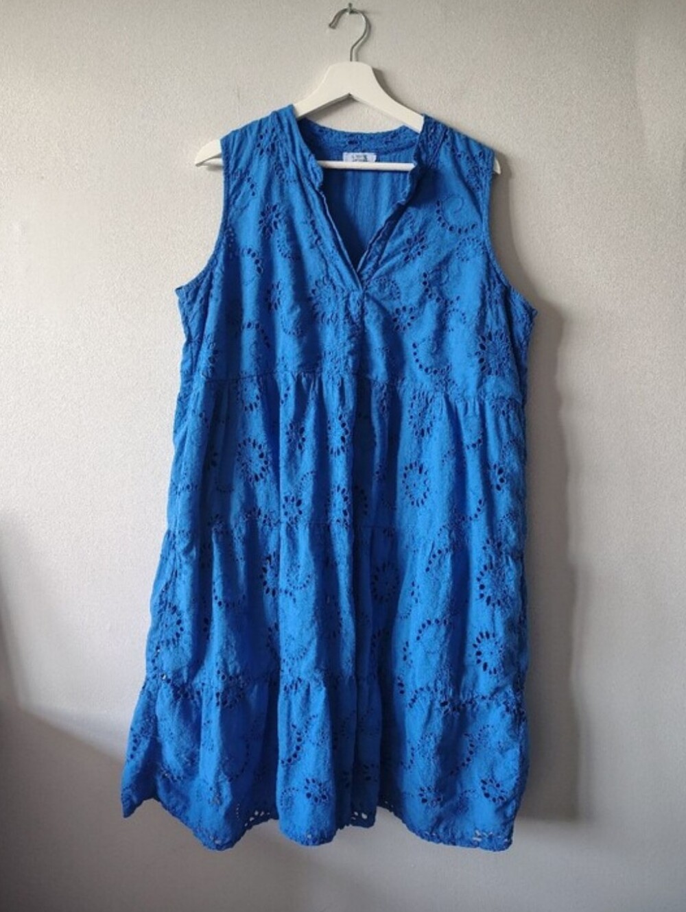 ☀️ SUMMER SALE!! Rosemarie Royal Blue Eyelet 100% Cotton Tiered Dress